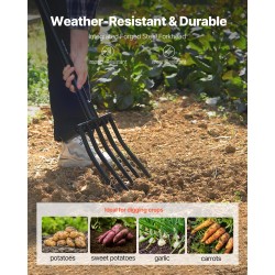 Puutarhatalikko raskaan käytön 5-piikkinen taottu teräspää 1050 mm metallivarsi ergonominen Y-kahva