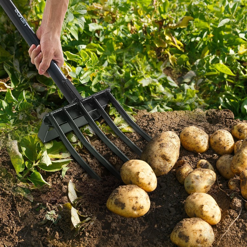 Puutarhatalikko raskaan käytön 5-piikkinen taottu teräspää 1050 mm metallivarsi ergonominen Y-kahva