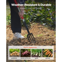 Puutarhatalikko nelipiikkinen mangaaniteräinen talikkopää lasikuituvarsi Y-muotoinen kahva 1140 mm