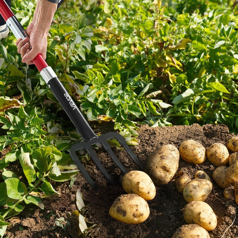 Puutarhatalikko nelipiikkinen mangaaniteräinen talikkopää lasikuituvarsi Y-muotoinen kahva 1140 mm