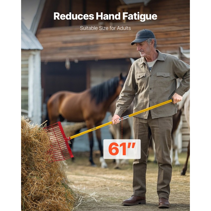 Lanta- ja puutarhahaarukka 18 piikkiä lasikuitukahvalla muovinen haarukanpää 155 cm