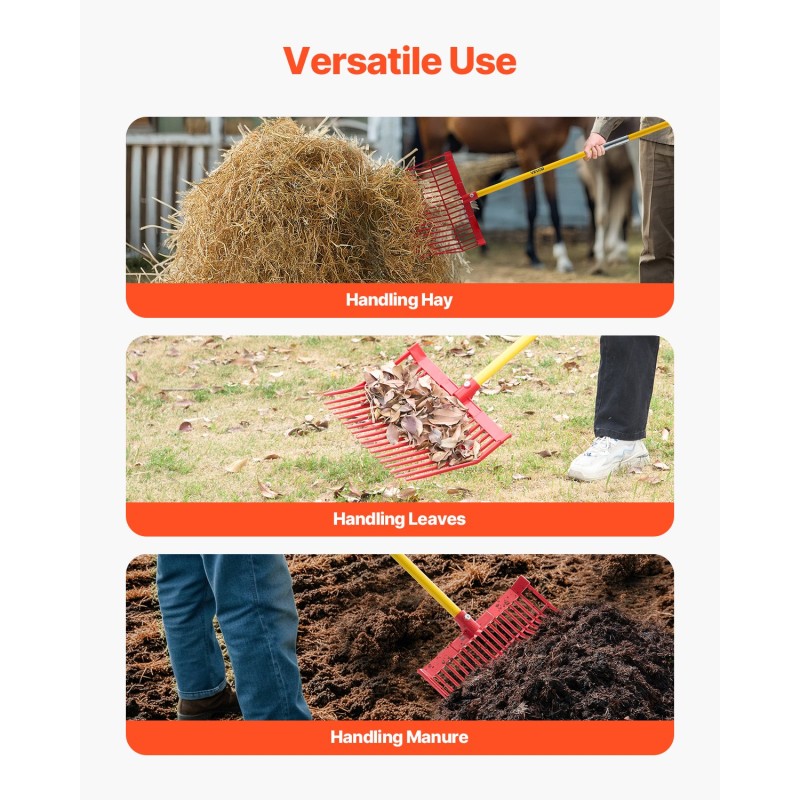 Lanta- ja puutarhahaarukka 18 piikkiä lasikuitukahvalla muovinen haarukanpää 155 cm