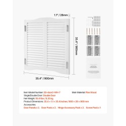 Keinuvat kahvilanovet mäntypuiset valkoiset kaksoisovet 900x28x900 mm
