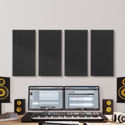 Akustiset kuitulasipaneelit 4 kpl 600x300x50 mm musta itsekiinnittyvät