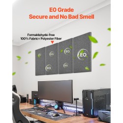 Akustiikkapaneelit 100-prosenttinen lasikuituvuoraus 50 mm paksu 600×300 mm 4 kpl harmaa