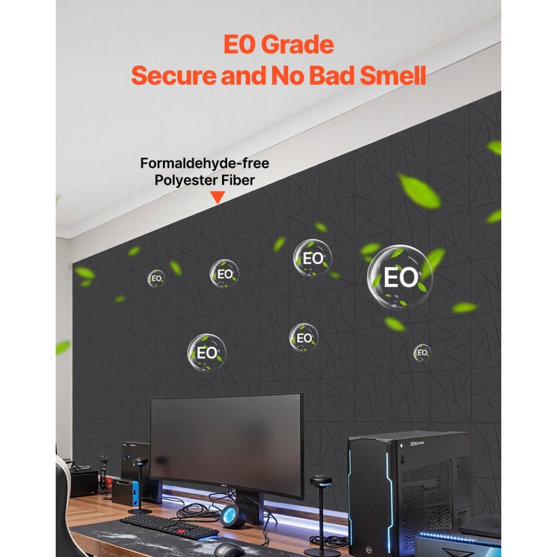 Akustiikkapaneelit polyesterikuitu itsekiinnittyvä tausta 300×300×10 mm 18 kpl musta