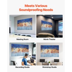 Seinäakustiikkapaneelit polyesterikuitu 600x600x10 mm 6 kpl itseliimautuva pastellisävyinen kuvio