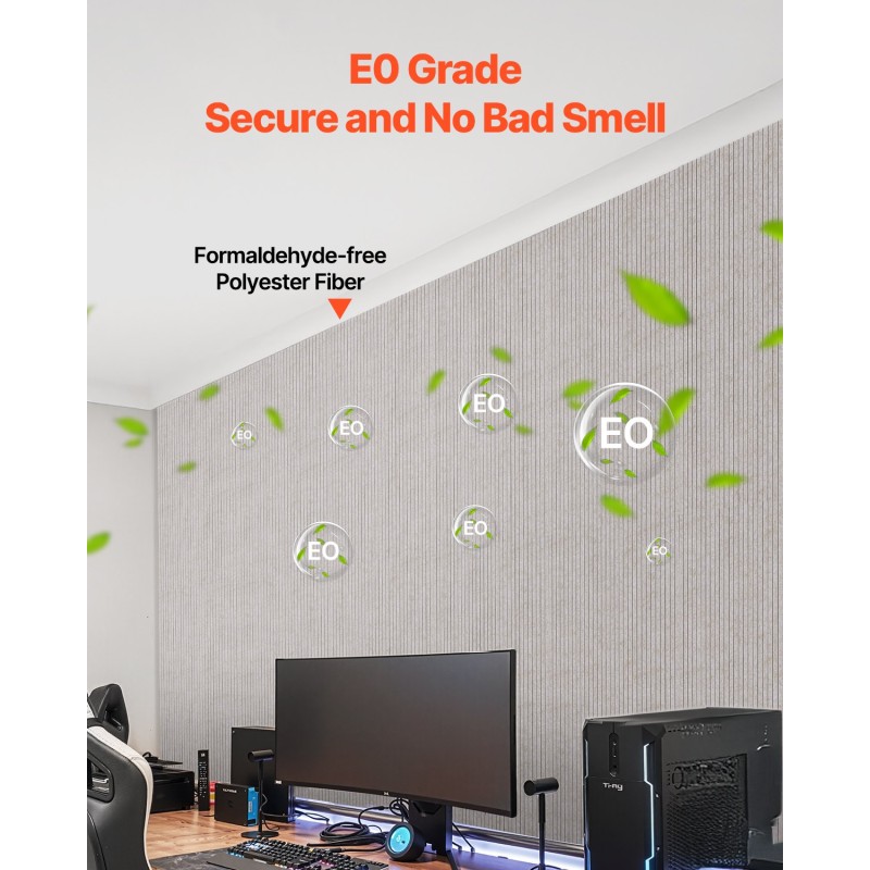 Akustiikkapaneelit korkeatiheyksinen polyesterikuitu 1200x600x10 mm 5 kpl kamelinvärinen itseliimautuva taustaliima