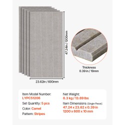 Akustiikkapaneelit korkeatiheyksinen polyesterikuitu 1200x600x10 mm 5 kpl kamelinvärinen itseliimautuva taustaliima