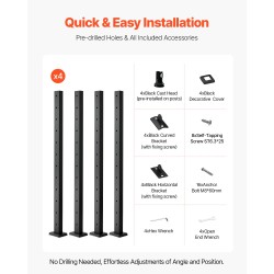 Kaapeli-kaidetolppasarja ruostumaton teräs 42x2x2 musta 4 kpl esiporatut reiät