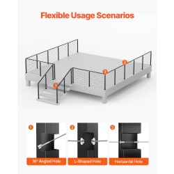 Kaapelikaidepylväät 4 kpl SUS304-ruostumatonta terästä 36x1x2 tuumaa musta