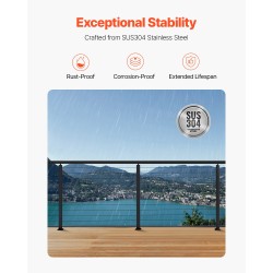 Kaapelikaihdetolppasarja SUS304 ruostumaton teräs 4 tolppaa musta esiporatut reiät