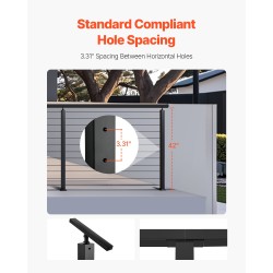 Kaapelikaihdetolppasarja SUS304 ruostumaton teräs 4 tolppaa musta esiporatut reiät