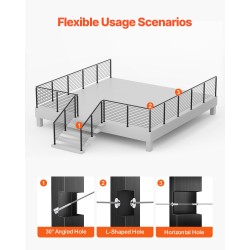 Kaapelikaihdetolppasarja SUS304 ruostumaton teräs 4 tolppaa musta esiporatut reiät