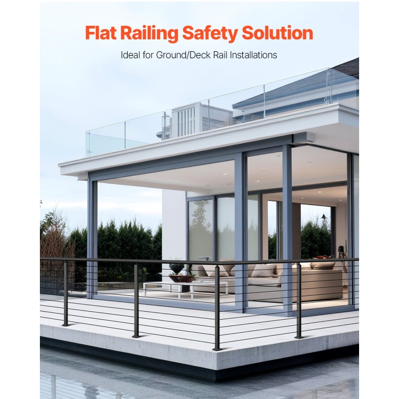 Kaapelikäsijohteen tolppasarja 4 kpl SUS304 ruostumatonta terästä 36x2x2 tuumaa musta