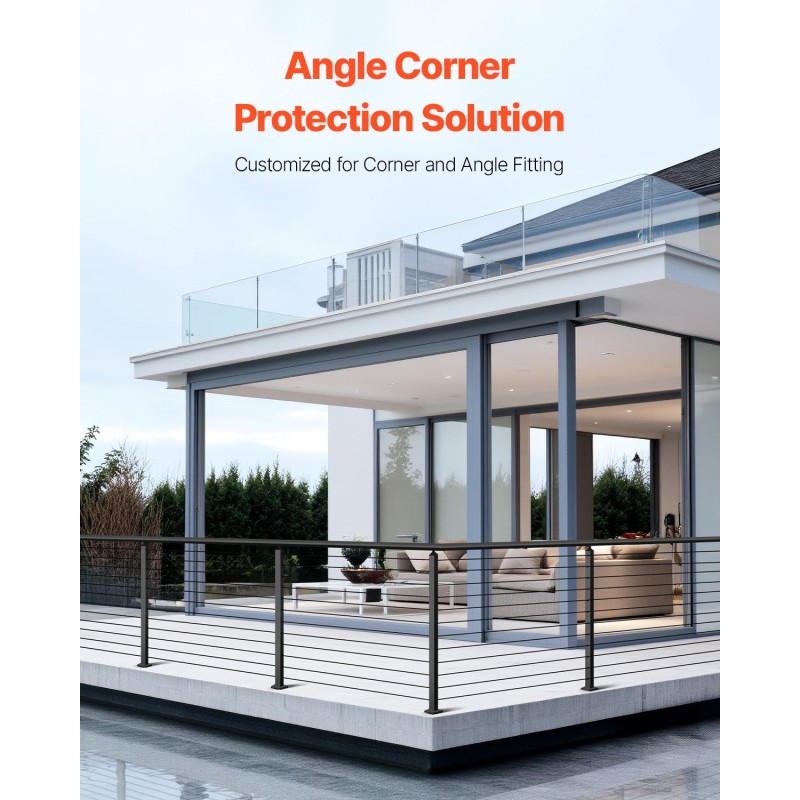 Kulma-kaidetolppa SUS304 ruostumaton teräs 42x2x2 tuumaa L-tyypin reiät 1 kpl