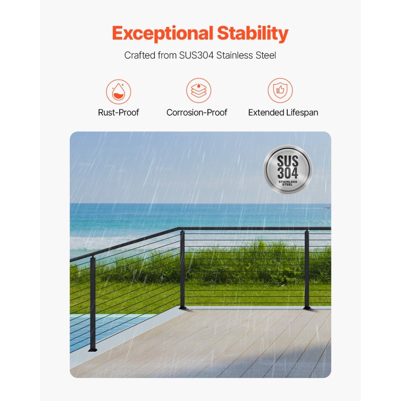 Kulma-kaidetolppa SUS304 ruostumaton teräs 42x2x2 tuumaa L-tyypin reiät 1 kpl