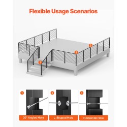 Kaidetolppa ruostumatonta terästä SUS304 42x1x2 tuumainen yksi kappale portaisiin musta