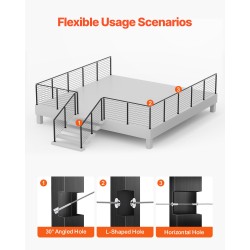 Johdotettu kaidetolppa portaisiin SUS304-ruostumattomasta teräksestä 36x2x2-tuumainen musta 1 kpl