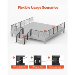 Kaapelikäsijohteen tolppa SUS304 ruostumaton teräs 36 tuumaa musta 1 kpl