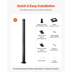 Kulmatolppa kaidevaijereille SUS304-ruostumaton teräs mitat 36x1x2 tuumaa musta