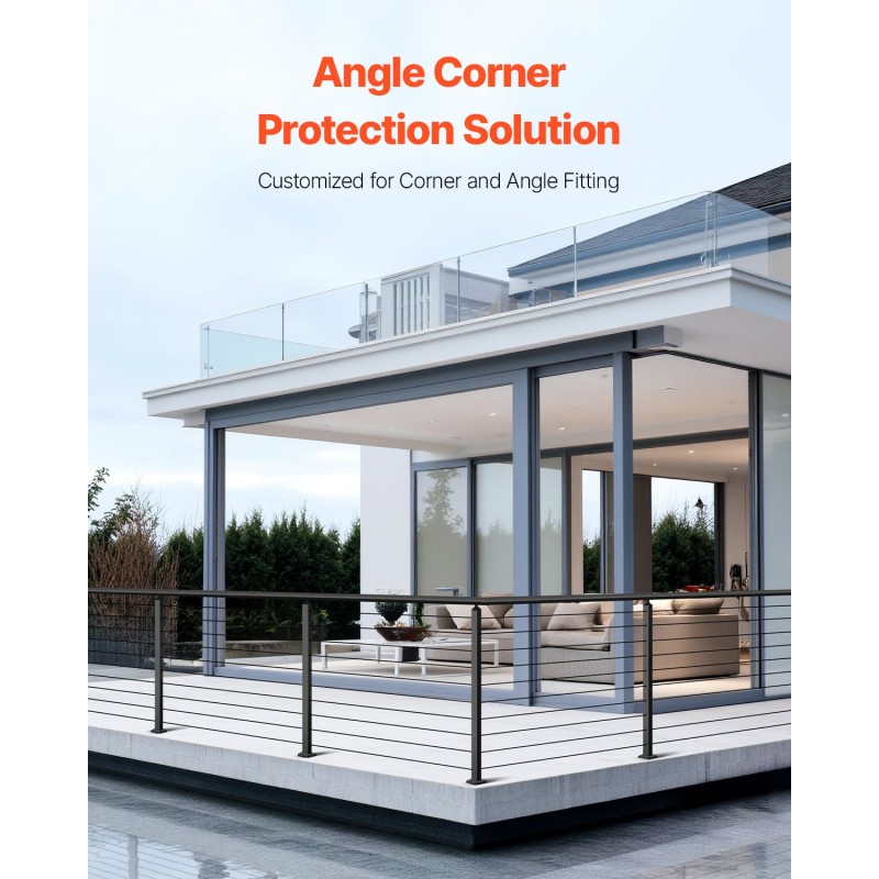 Kaapelikaiteen kulmatolppa SUS304 ruostumaton teräs 914,4 mm musta 1 kpl