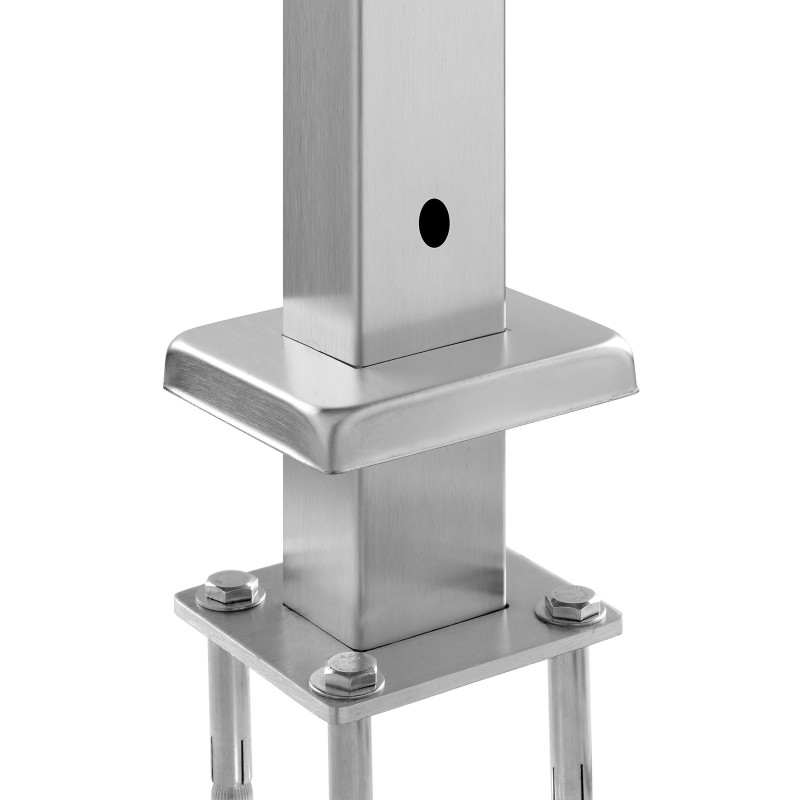 Kaapelikäsijohteen pylväs ruostumaton teräs 91,4 cm esiporatut reiät jauhemaalattu hopea