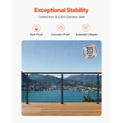 Kaapelikäsijohteen pylväs SUS304 ruostumaton teräs musta 106,7 cm 1 kpl terasseille