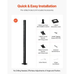 Kaapelikäsijohteen pylväs SUS304 ruostumaton teräs musta 106,7 cm 1 kpl terasseille