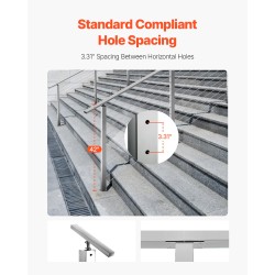 Ruostumaton terästolppa 42x2x2 tuumaa valmiiksi poratut kolmenkymmenen asteen reiät