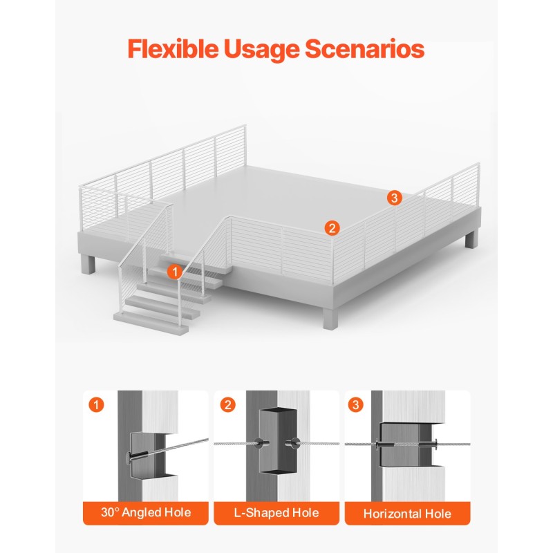 Ruostumaton terästolppa 42x2x2 tuumaa valmiiksi poratut kolmenkymmenen asteen reiät