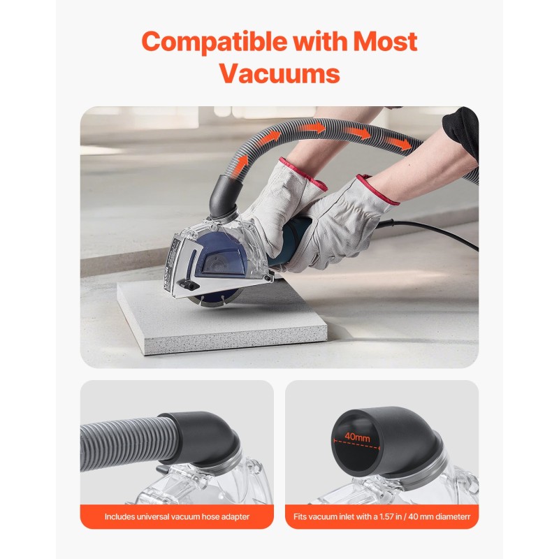 Katkaisun pölysuoja läpinäkyvä kestävä 4–5 tuuman hiomalaikoille ja 1,5–2,01 tuuman etukoteloille