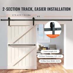 Liukuoven asennussarja hiiliteräs 2440 mm kisko 112–131 cm oville