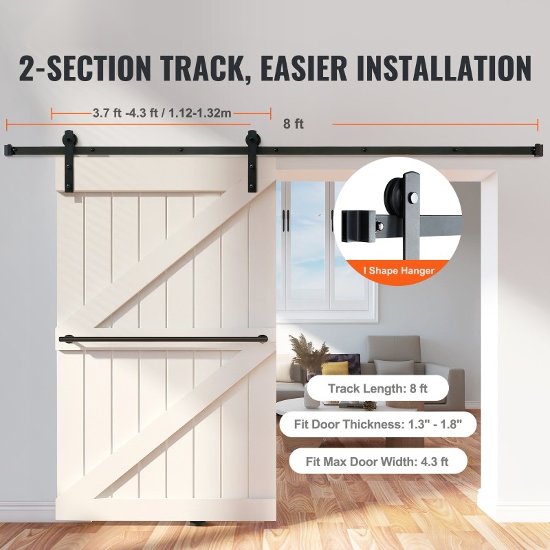 Liukuoven asennussarja hiiliteräs 2440 mm yhdelle ovelle 149,7 kg