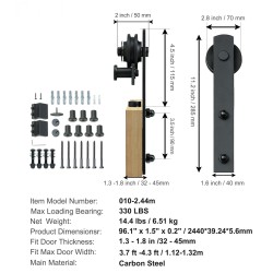 Liukuoven asennussarja hiiliteräs 2440 mm yhdelle ovelle 149,7 kg
