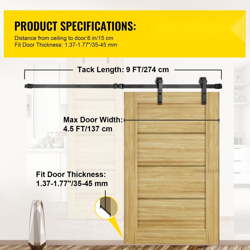 Liukuoven kiskosarja hiiliteräs 274 cm kisko musta kantavuus 150 kg