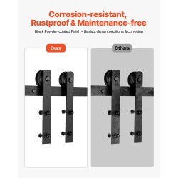 Liukuoven kiskosarja hiiliteräksinen 3000 mm 150 kg musta