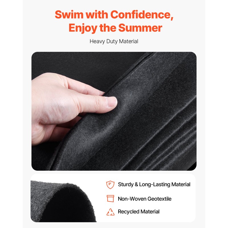 Altaan alusmatto kierrätetty geotekstiilikangas ovaali 12 × 24 jalkaa