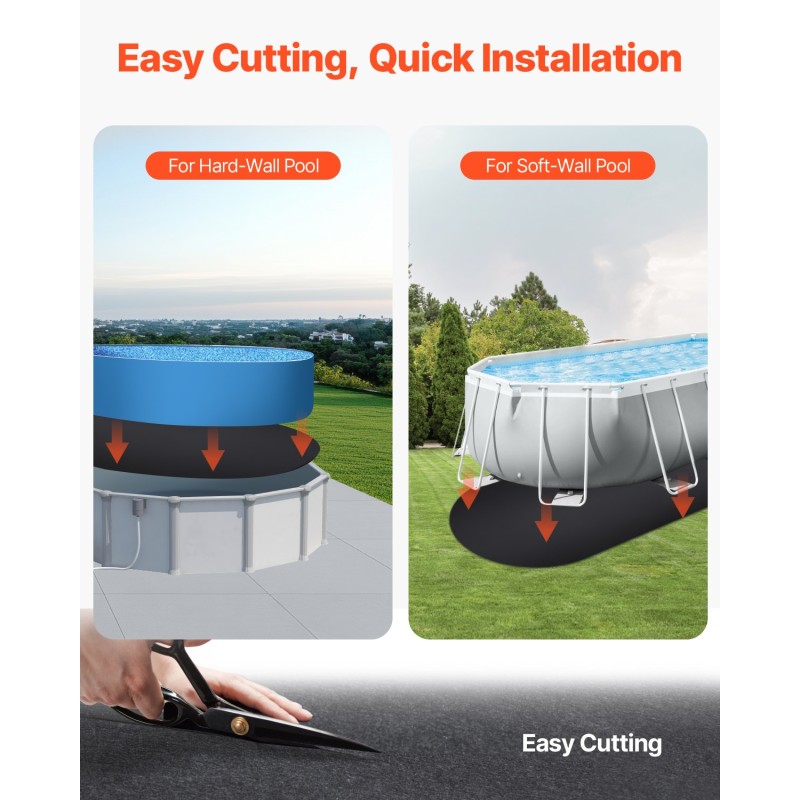 Altaan alusmatto kierrätetty geotekstiilikangas ovaali 12 × 24 jalkaa