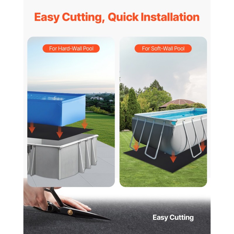 Altaan alusmatto suorakulmainen maanpäälliseen uima-altaaseen geotekstiilikangas 180 g/m² 16x32 jalkaa musta