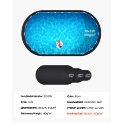 Alusmatto ovaali kierrätettävä geotekstiilikangas 5,5 x 10 m 180 g/m²