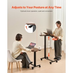 Sängynpöytä korkeussäädettävä lastulevyinen kallistettava pöytätaso 70x40 cm pyörillä