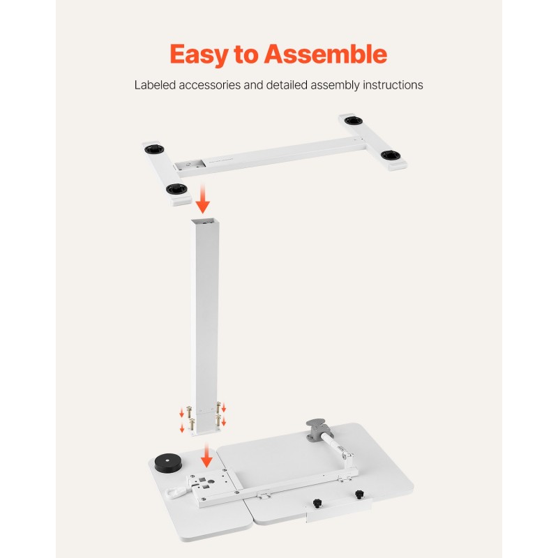 Säädettävä sängynpöytä lastulevy seosteräsrunko kallistettava levy pyörillä korkeus 64.5–102.5 cm