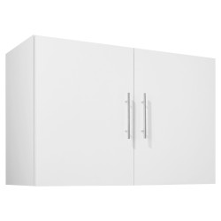 Seinälle asennettava 2 ovinen pyykkihuonekaappi valkoinen lastulevystä ja MDF levystä säädettävällä hyllyllä