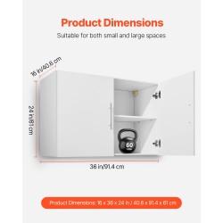 Seinälle asennettava 2-ovinen pyykkihuonekaappi valkoinen lastulevystä ja MDF-levystä säädettävällä hyllyllä