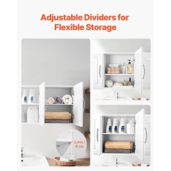 Pyykkikaappi seinään asennettava valkoinen lastulevy ja MDF-levy kolmiovinen kahdella hyllyllä