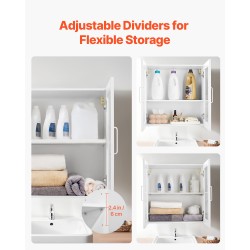 Seinälle asennettava pyykkihuonekaappi lastulevy MDF-levy valkoinen 30,5x61x61 cm 4 ovea säädettävät hyllyt