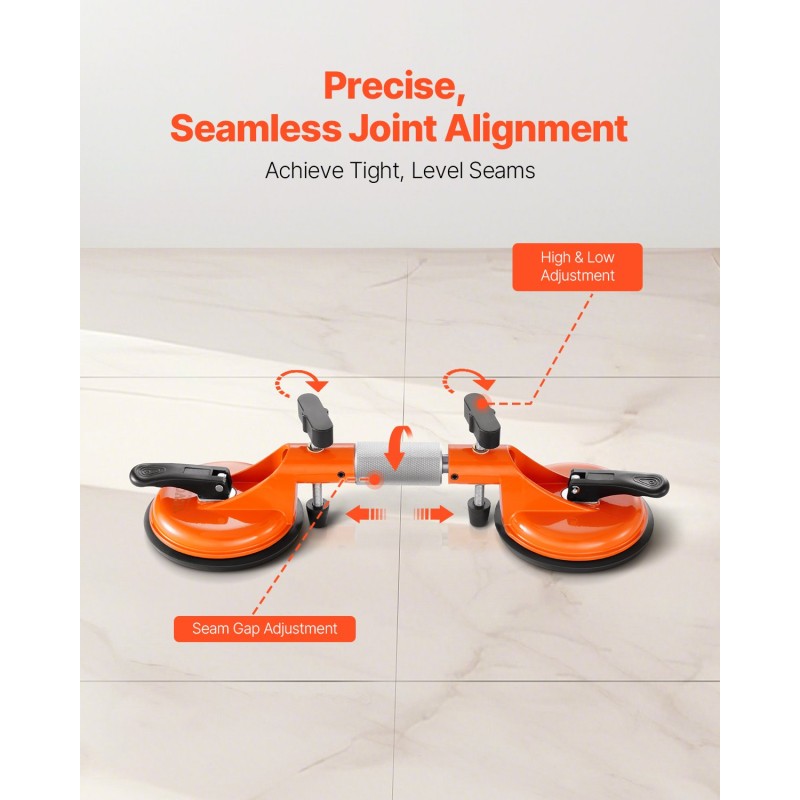 Sauma-asetinsarja 2 kpl työtasoille ja laatoille 125 mm nitriilikumikupeilla ja tyhjiöpumpulla