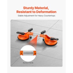 Sauma-asetinsarja 2 kpl työtasoille ja laatoille 125 mm nitriilikumikupeilla ja tyhjiöpumpulla