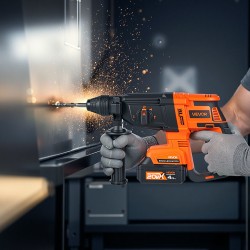 Poravasara 20V harjaton akkukäyttöinen SDS-Plus-istukalla 4,0Ah akku ergonominen kahva